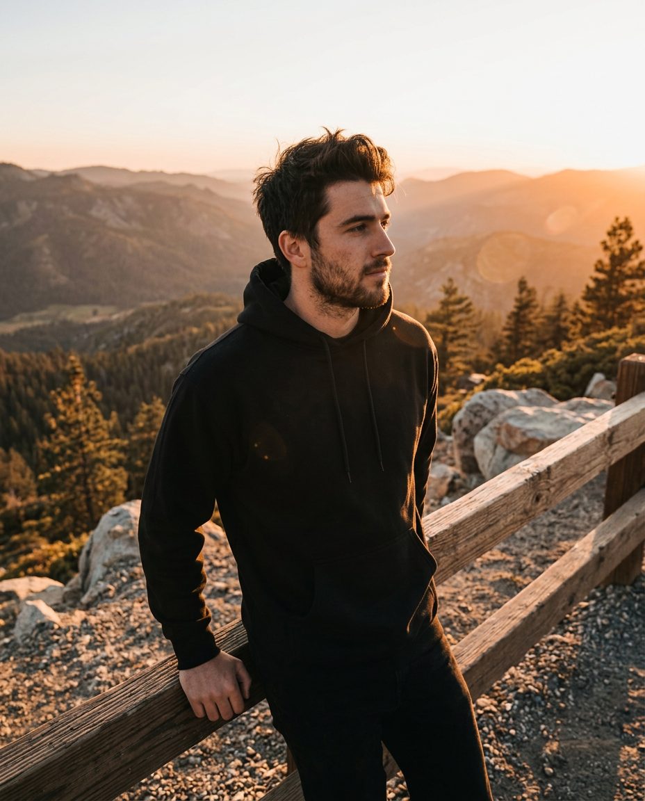 Sudadera con capucha personalizada en uso (imagen de ambiente)