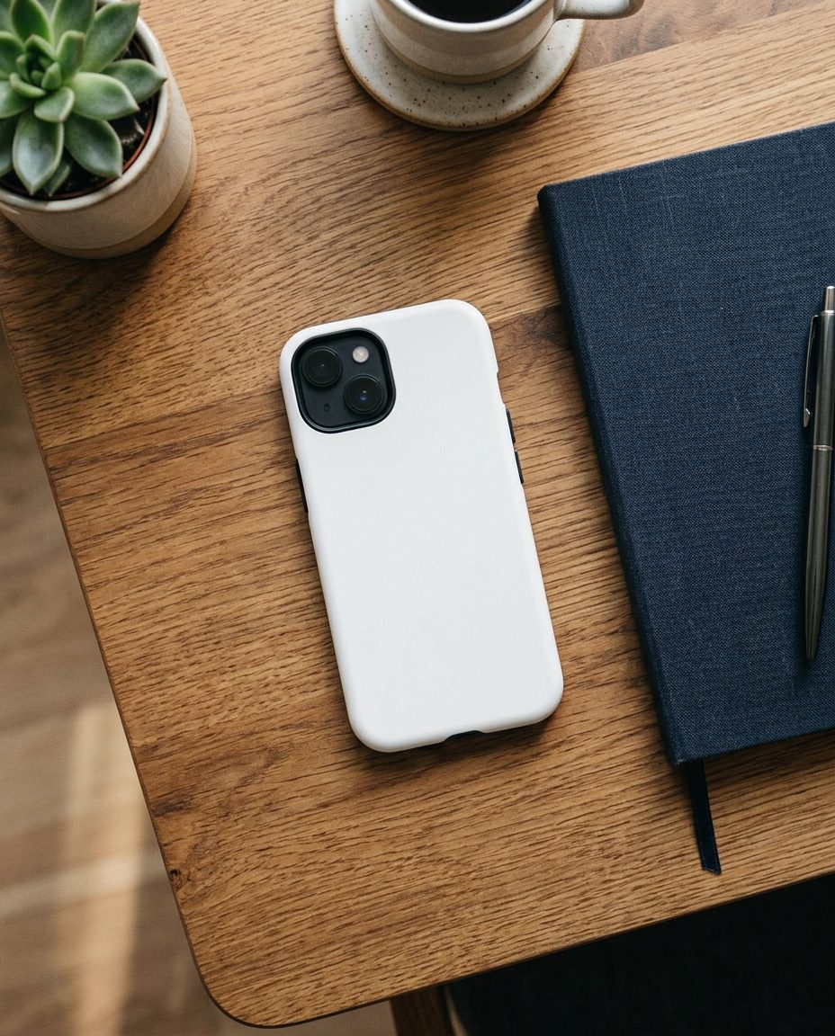 Funda iPhone personalizada Tough Case en uso (imagen de ambiente)