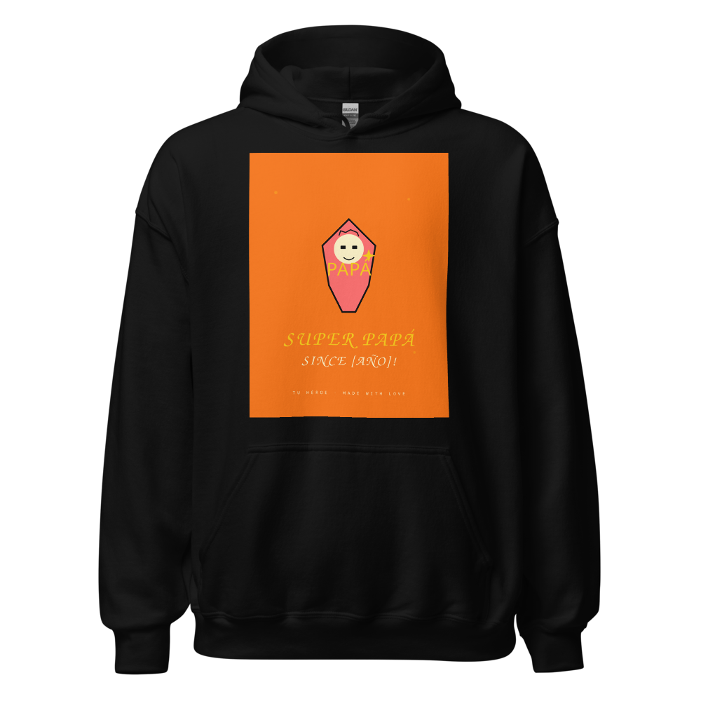 Super Papá – Hoodie negro unisex con diseño exclusivo personalizable
