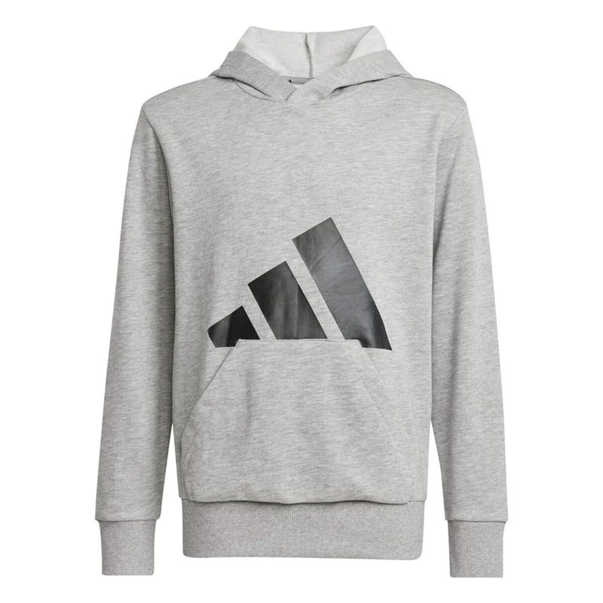Sudadera capucha niña Adidas Big Logo gris claro - detalle del logotipo