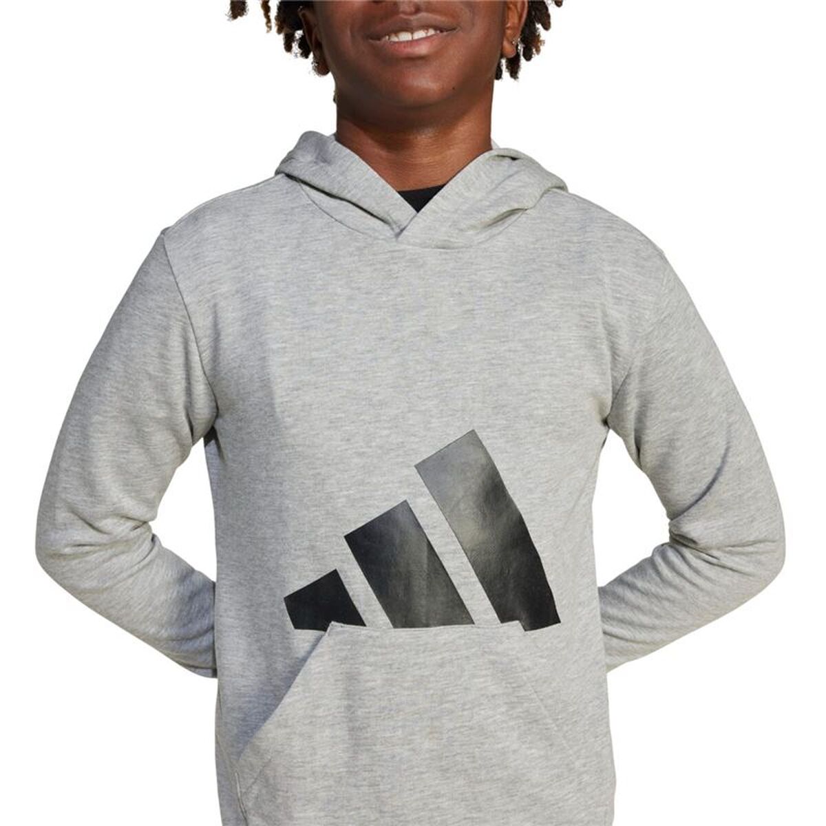 Sudadera capucha niña Adidas French Terry gris claro - vista 5
