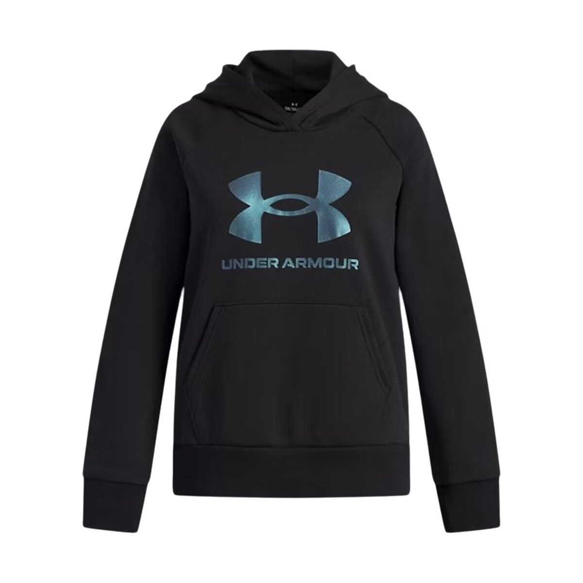 Sudadera con capucha de niña Under Armour Rival Fleece Shimmer en negro, imagen principal